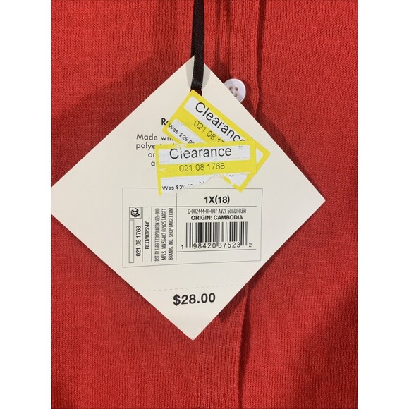 Ava & Viv Button Front Cardigan Sweater Womens 1X Red Winter NWT - Picture 5 of 6